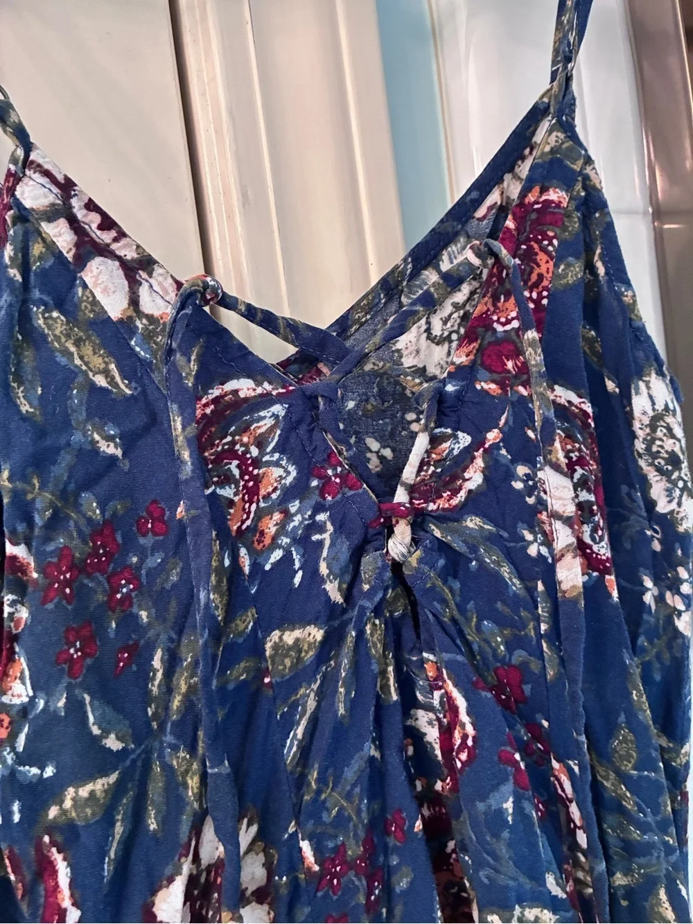 Abercrombie & Fitch Floral Dark Blue Sleeveless Maxi Dress size XS